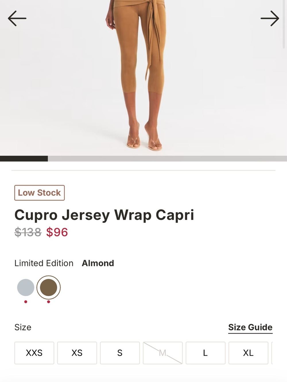 SKIMS Cupro Jersey Wrap Capri in Almond